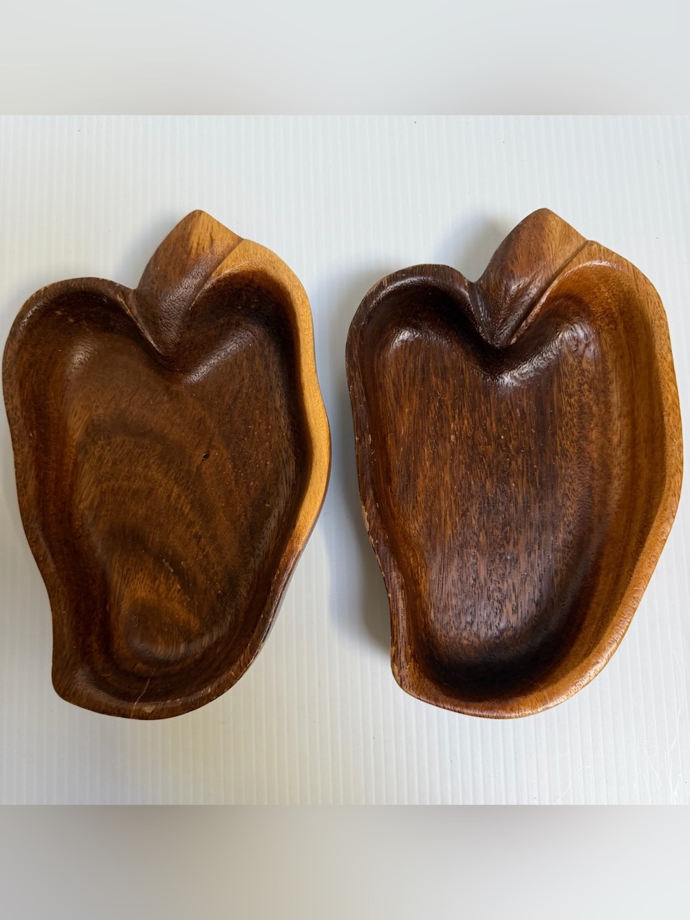 Hand-Carved Wooden Monkey Pod Heart Serving Bowls